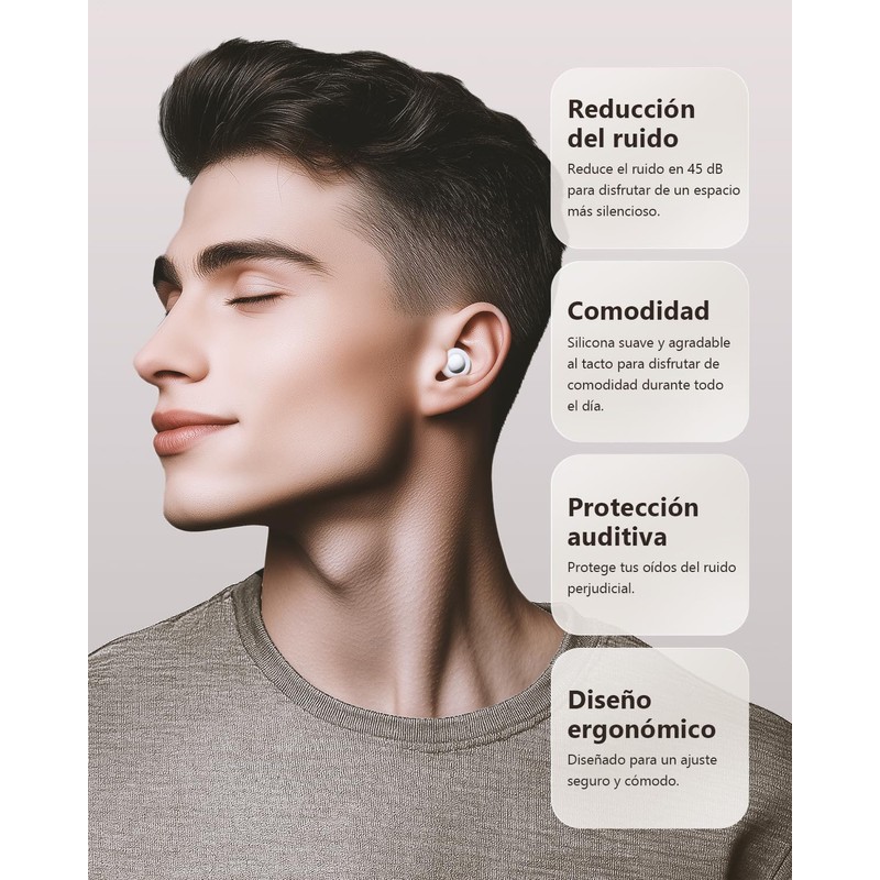 QIKKOP Tapones Auditivos para Dormir, Reducción de Ruido 45 dB,