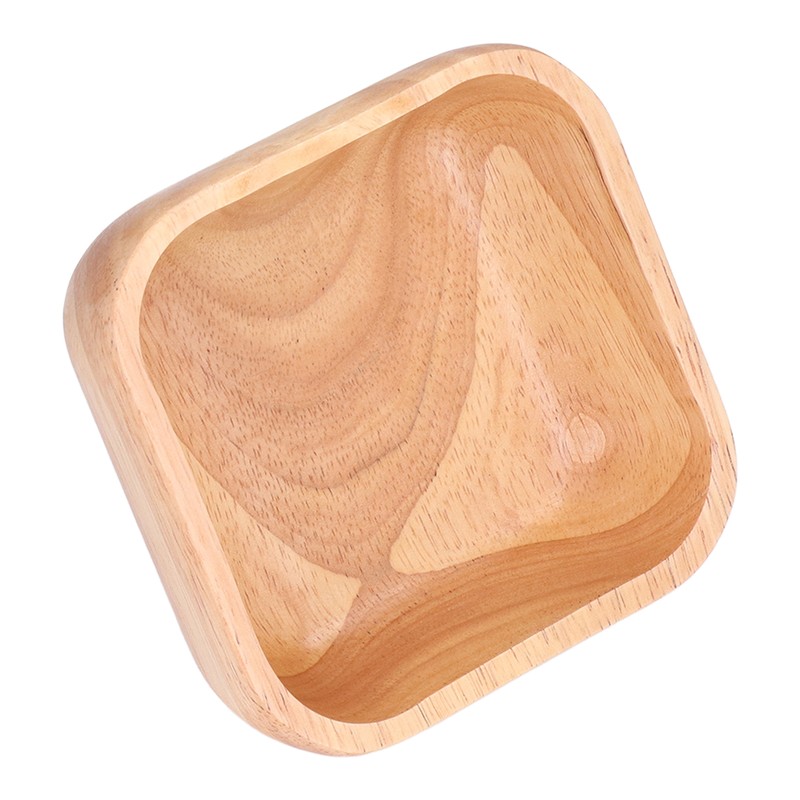 Rubber Wood Salad Bowl Handcrafted Simple Stylish Square Bowl Tableware