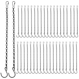 MOUYAT 40 Pack 10 Inch Black Plant Hanging Chains, Heavy Duty Hanging Basket Chains with Hooks, Plant Hanger Extender Chain for Baskets, Bird Feeder, Wind Chime