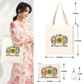 TANGHSE Spiritual Gifts for Women, 2 Pack Practical Christian Gifts Canvas Tote Bags & Makeup Bag, Religious Gifts for Ladies Girls Church & Daily Use