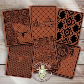 Western Small Portfolio with Notepad - Various Designs - Design: Longhorn Tooled