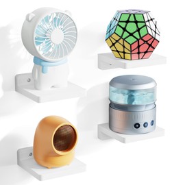 SRIWATANA 5 Inches Small Floating Shelves, Mini Display Shelf for Wall Decor and Storage Set of 4, Wooden Wall Shelves for Bedroom, Bathroom, Kitchen, Living Room, Office (Washed White)