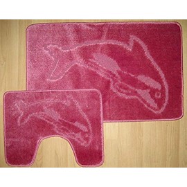 Comfort Collections New Dolphin Bath Mat Set 2 Piece Non Slip Pedestal and Bath Mat Set Toilet Bathroom Rug DUSTY PINK Bath Mat (50CM X 80 CM) & Pedestal Mat (50CM X 40 CM) Approximate