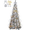 6FT Flocked Pull Up Prelit Christmas Tree with 200 Warm