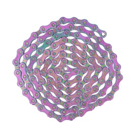 Keenso Cadena de Bicicleta Sencilla 10 Velocidades, 10 Velocidades Cadena de Bicicleta Colorida Bicicleta de Carretera Cadena Ultraligera de Iris con Hebilla Mágica