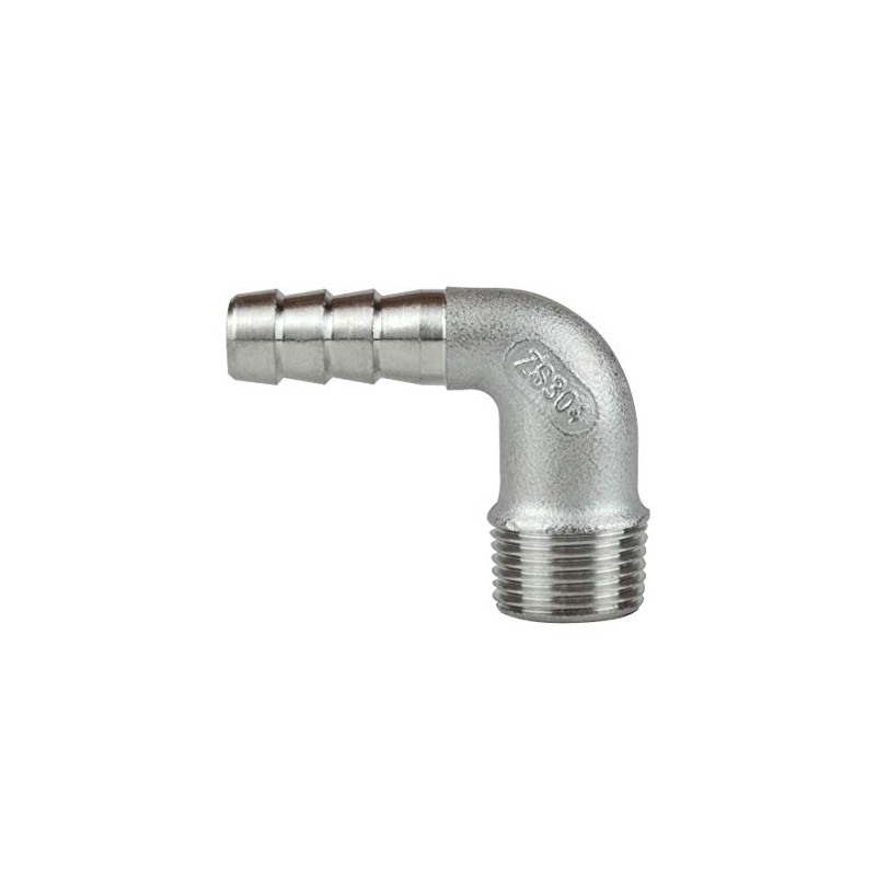 Quickun 304 Stainless Steel Hose Barb Fitting Elbow, 3/8" Barb