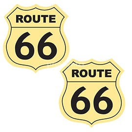 2 x Route 66 USA Motorcycle Car Sticker 75x80mm Sticker Quality Vinyl Label