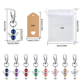 Guardian Angel Pendant Kit, Guest Gifts, Guardian Angel, Angel Key Ring with Organza Bag/Kraft Paper Pendant for Guest Gifts, Confirmation, Wedding, Christening, Guests, Birthdays, Pack of 16