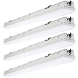 LEONLITE 4FT LED Vapor Tight Light, 40W (100W Eqv.), 4400Lm, UL Listed, Vapor Proof Light Garage Light Fixture, Waterproof Shop Light, Carport, Warehouse, Freezer, 5000K Daylight, Pack of 4