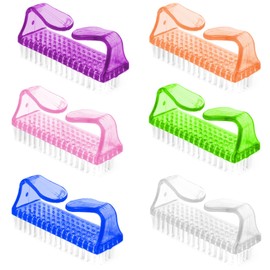 6 Stück Nagelbürste, Griff Nagelbürste, Nagelreinigungsbürste mit Kunststoffgriff, Nagelreinigungswerkzeug für Nail Art, Reinigung Schönheit Hand Und Nagel Reinigung