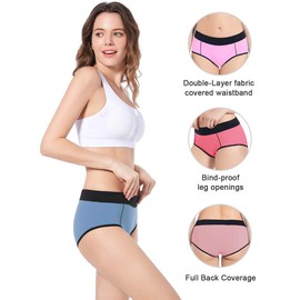 Molasus Women's Soft Cotton Briefs Panties Mid-High Waisted Underwear Ladies Full Coverage Plus Size Underpants 5Pack Size 9