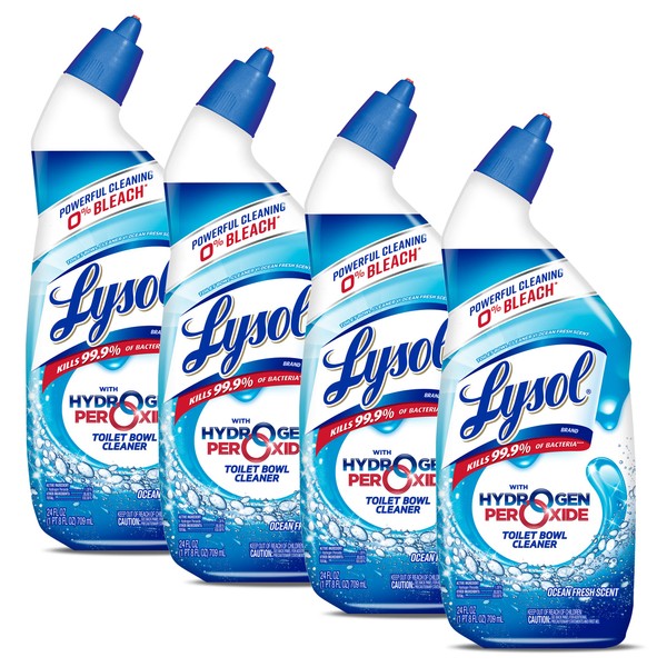 Lysol Bleach Free Hydrogen Peroxide Toilet Bowl Cleaner, Fresh, 24 oz (Pack of 4)