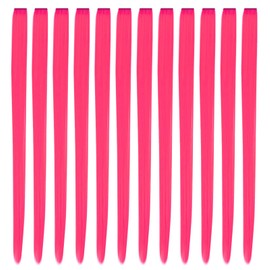 YaFex 12 Pcs Clip in Hair Extensions, 22 Inch Colored Hair Extensions Party Highlights Long Straight Synthetic Hairpieces for Women Kids Girls (Hot Pink)