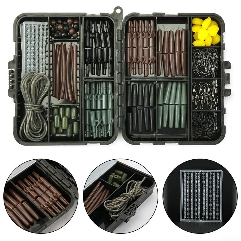 Premium Carp Fishing Rigs Set, 173-Piece Tackle Box Kit with