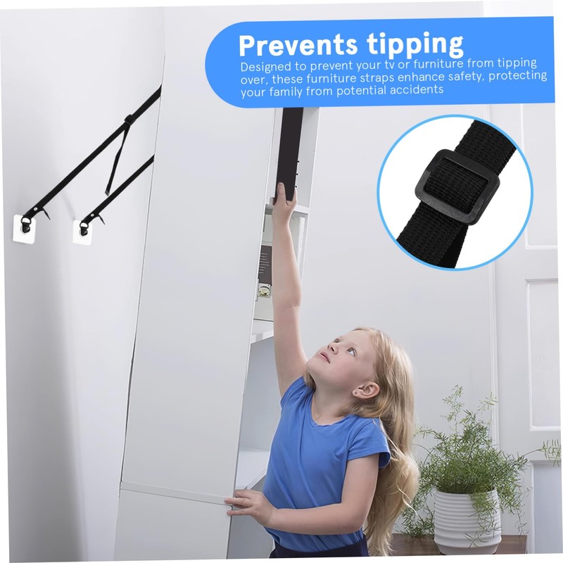 IWOWHERO Tv Safety Straps Kit 2 Pack Universal Tv Straps