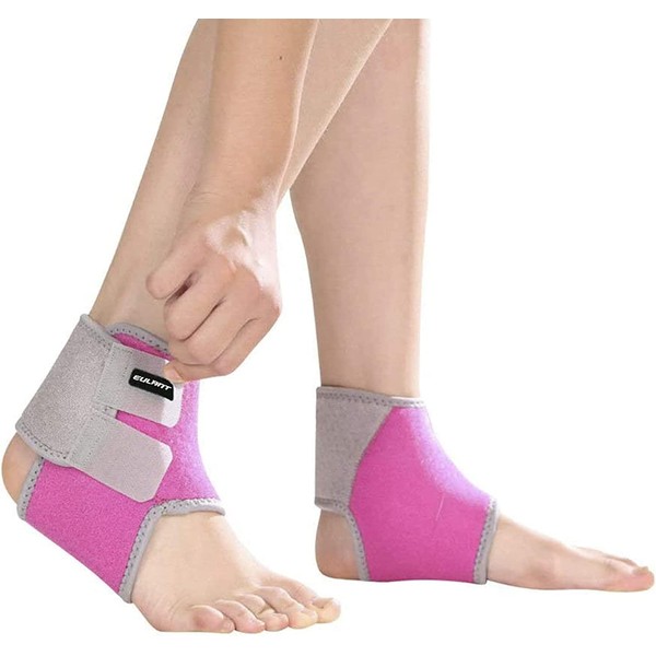 ONTYZZ Children's Ankle Brace 1 Pair Adjustable Ankle Brace Elastic Children's Ankle Support for Football Basketball Cycling Running Dance Ankle Protector Pink/S