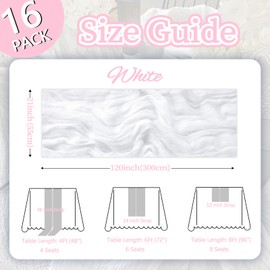 pepmily 16 Pack White Cheesecloth Table Runner 10ft Boho Gauze Fabric 120 Inch Cheese Cloth Table Runner Rustic Sheer for Romantic Wedding Decor Baby Shower Party Table Centerpiece Decoration