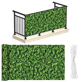 Naimorui PVC Balcony Privacy Screen Decorative Balcony Cover with Nylon Rope- 34'' x 180''