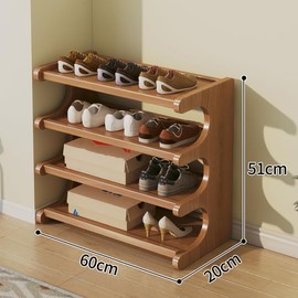 Magnitt Shoe Racks, Wooden Stackable Shoe Storage Shelves, 15-20 Pairs Shoe Organizer Free Standing Shoe Shelf for Entryway, Closet, Hallway, Multifunctional Front Door Shoe Rack (5 layer 50cm)