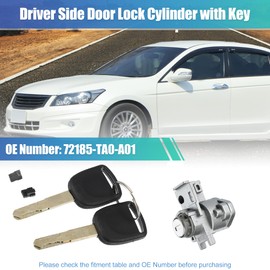 X AUTOHAUX 1 Set Door Lock Cylinder Set Kit with 2 Keys for Honda Accord 2008-2012 LH Front Left Driver Side Door Lock Set Tumbler with Key 72185-TA0-A01 72185TA0A01