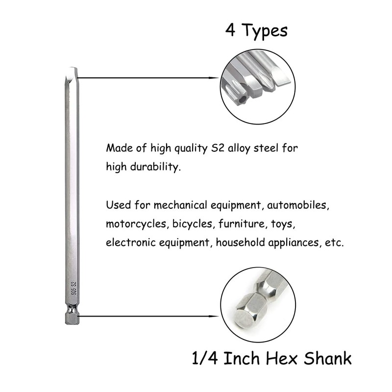 SeonFook 30pcs 100mm Long Screwdriver Drive Bits Magnetic Drill Bit