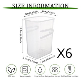 6 Pieces Refrigerator Door Organizer, Plastic Refrigerator Side Door Storage Containers with Side Snap, BPA-Free, Space-Saving Organizer Bins for Refrigerator, Kitchen Cabinet, Bathroom (Clear)