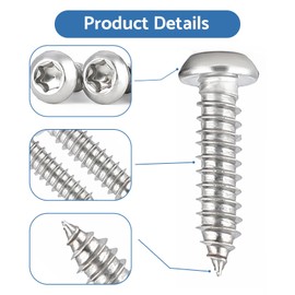 HAISHANG 50 Pcs Stainless Steel Screws M5x20mm, Torx Pan Head Self Tapping Security Anti-theft Round Head Sheet Metal Fasteners Self Drilling Screws