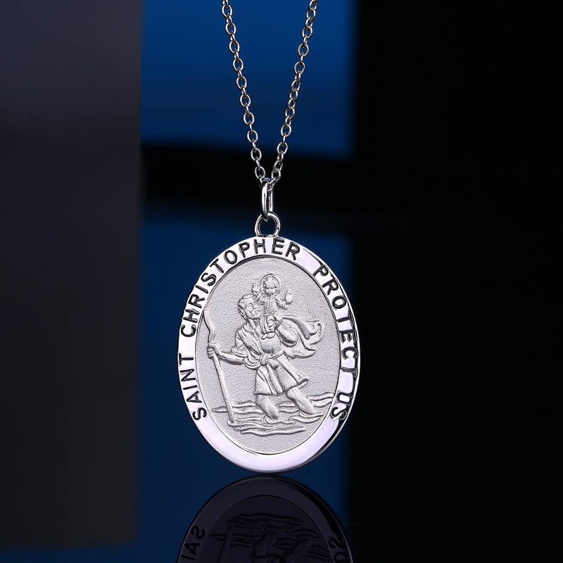 jiamiaoi Saint Christopher Necklace with Pendant Saint Christopher Pendant St