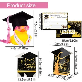 OHREN Academic Rubber Duck with Diploma, Mini Graduation Duck, Car Dashboard Decoration, with Graduation Hat, Sash and Glasses, Gift for Exams and Graduation