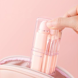 8 Piece Makeup Brush Set, Portable 8 in 1 Brush Set, Face Powder, Blush, Concealer, Eyes, Travel Makeup Brush Set, Small Multifunctional Cosmetic Brushes with Portable Case (Orange)