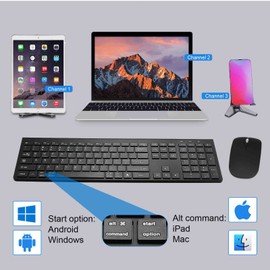 UrbanX Plug and Play Compact Rechargeable Wireless Bluetooth Full Size Keyboard and Mouse Combo for LG Velvet 5G supports Windows, macOS, iPadOS, Android, PC, Mac, Laptop, Smartphone, Tablet -Black