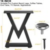 Likapop 16" Metal Coffee Table Legs, Diamond Shape Bench Legs,