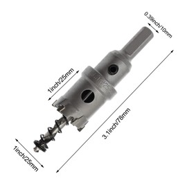 Hordion 1inch/25mm Carbide Hole Saw Cutter Drill Bit Tooth Tipped TCT Hole Cutter for Stainless Steel Sheet Metal Sheet Plastic FRP Board