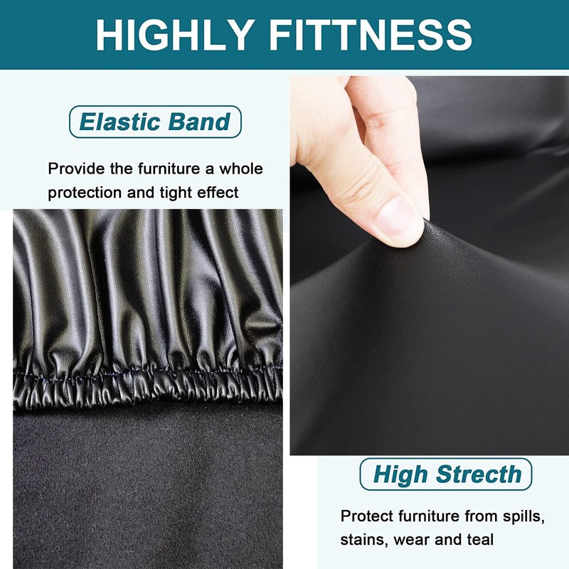 HFCNMY Stool Covers, 4Pcs Waterproof Stretch PU Round Bar Stool