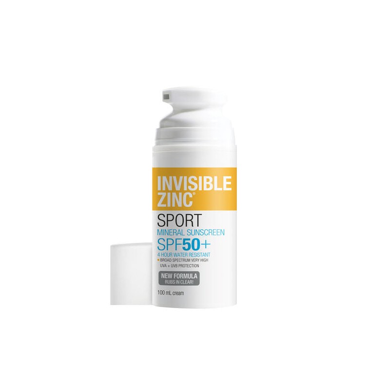 Invisible Zinc Sport Mineral Sunscreen SPF 50+ Cream 100mL