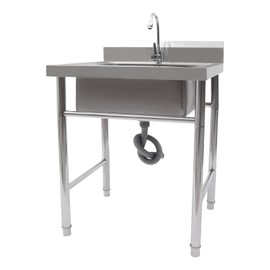 Freestanding Commercial Restaurant Kitchen Sink Single Bowl Sink Set Stainless Steel Utility Sink for Restaurant, Laundry Room, Garage