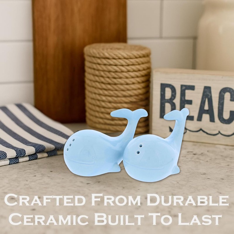 The Bridge Collection Nautical Whale Salt And Pepper Shaker Set