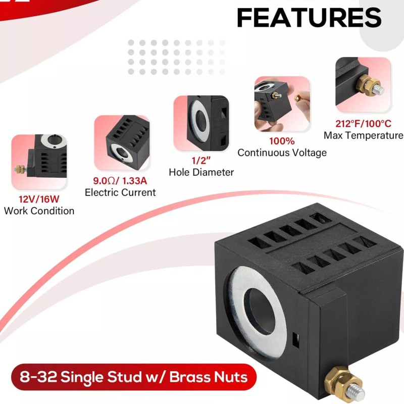 for Deltrol EF-1082 8-32 Solenoid Coil 12VDC/16W Fits for Hydraulic