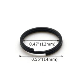 TIMULTI Titanium Key Ring Black Keyholder Round Carabiner Small Black Mini Slim Double Ring Keychain Hardware Rustproof Lightweight DIY Crafts Outer Diameter 10/12/14 mm