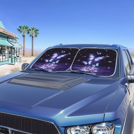 Aplkyhs Purple Butterfly Windshield Sun Shade for Car SUV Truck Front Window Sun Shade Foldable UV Ray Reflector Sun Visor