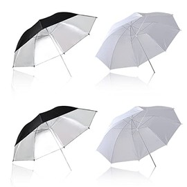4 Pack Photography Umbrella Lighting Kit, 33inch /43inch Black & Silver Reflector Umbrella/White Soft Translucent Umbrella for Studio/Outdoor Photo and Video Lighting Accessories (4 Pack)