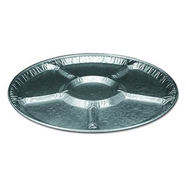 Handi-Foil of America 4018100 Aluminum Lazy Susan, 18" Dia, 6 Compartments, Silver (Case of 25)