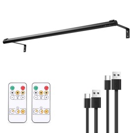 EAYOYAE Battery Operated Wireless Picture Light，Rechargeable/Plugged in 31.5inch Painting Display Light,Remote Control Wall Lights with Three Modes and Timing for Art Frame (Black)