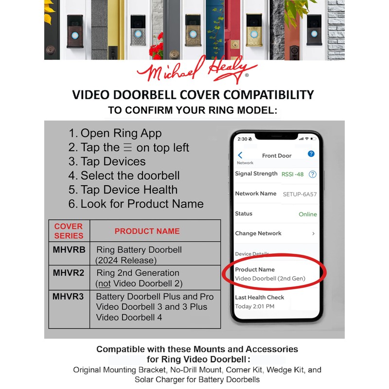 Traditional Video Doorbell Cover (Ring 2nd Generation Compatible) (High Polished