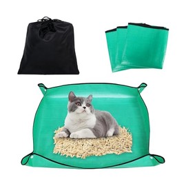 Klmnop 3 Pcs Portable Travel Litter Box for Cats, Collapsible and Waterproof Cat Litter Box, Packable Cat Travel Litter Box for Car Travel(25.5×25.5×3.9 Inch)