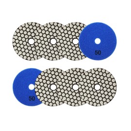 Dry Diamond Polishing Pad 100 mm 8 Pieces Grit 50 Polishing Discs for Granite Marble Artificial Stone Quartz for Angle Grinder SANLEETEK