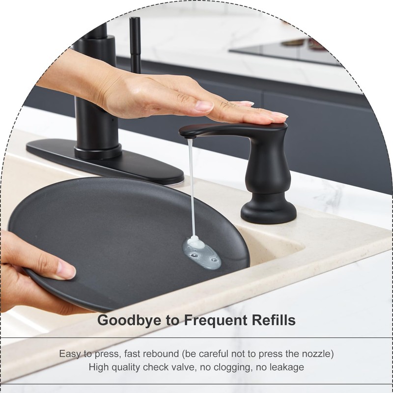GAGALIFE Kitchen Sink Soap Dispenser Matte Black, Under Sink Soap