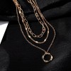 Deluxe Collar Multi Capa 3 Cadenas Dije Aro Regalo Febrero