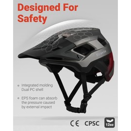 Scavin Bike Helmet for Adult, Moutain Road Bicyle Helmet Certified Adjustable MTB Cycling Helmet with Removable Visor and EPS Foam Interior, Impact Protection for Men & Women(Titanium,Medium)