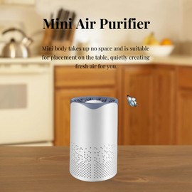 Mini Bedroom Home Air Purifier, Double Layer Sponge Core Filter Cleaner, Improve Sleep, Purify Pet Hair and Odor, Office Suitable, Desktop Portable, Core Mini (White)